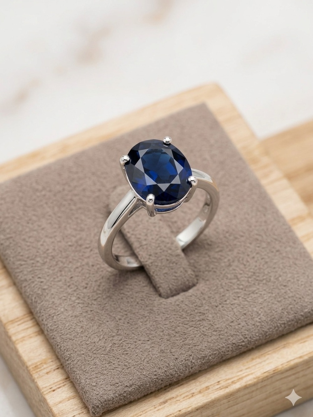 JTV Silver Ring with Deep Blue Oval Stone - Picture 2 of 2